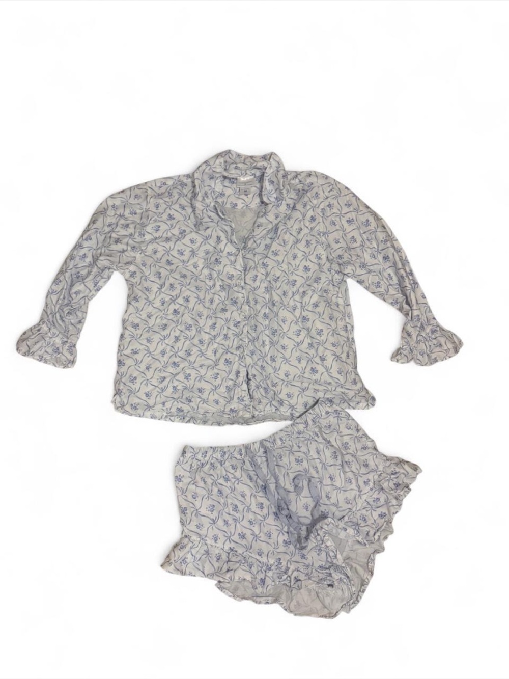 LoveShackFancy White & Blue Floral Pajama Set